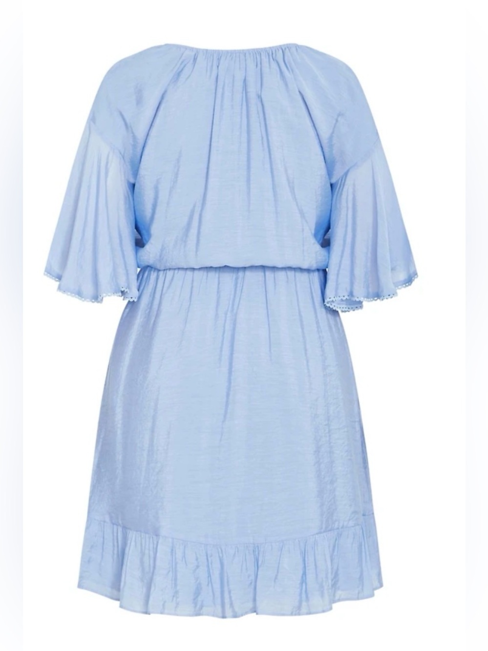 chic Light Blue Off-Shoulder Ruffle Dress - Picture 2 of 7